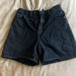 Black denim dad shorts